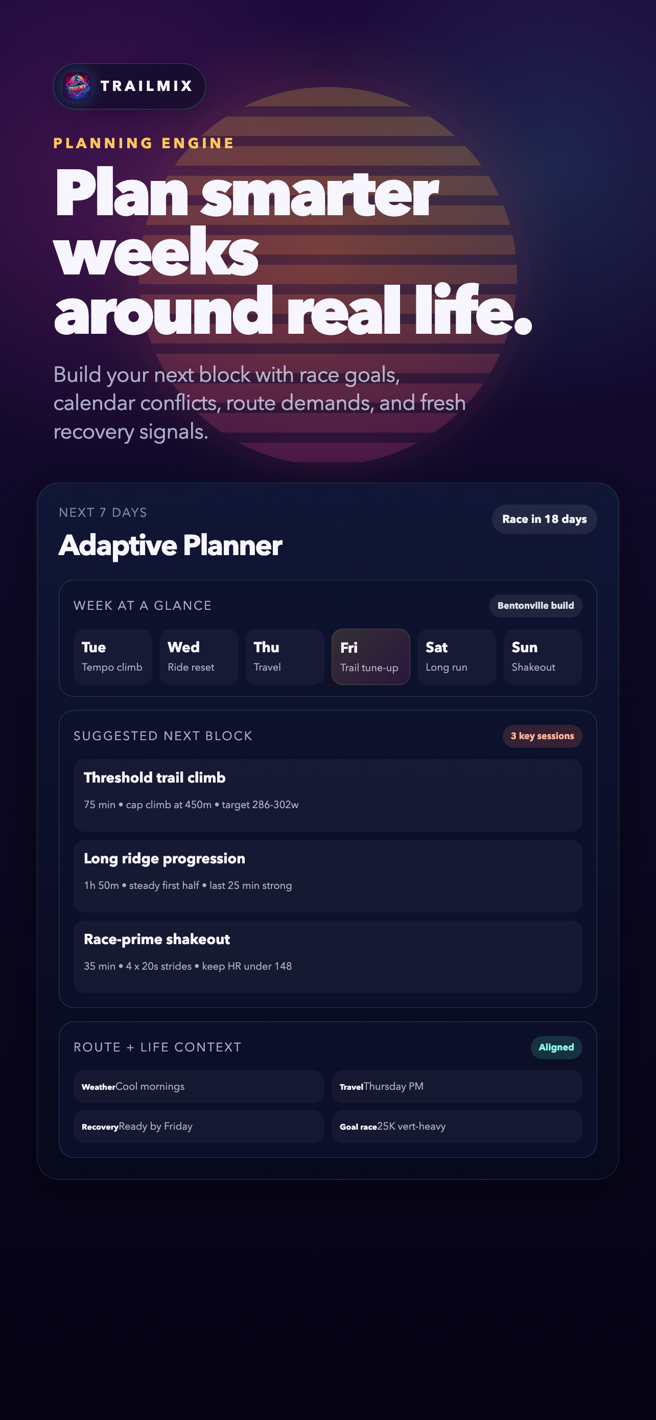 TrailMix planning screen